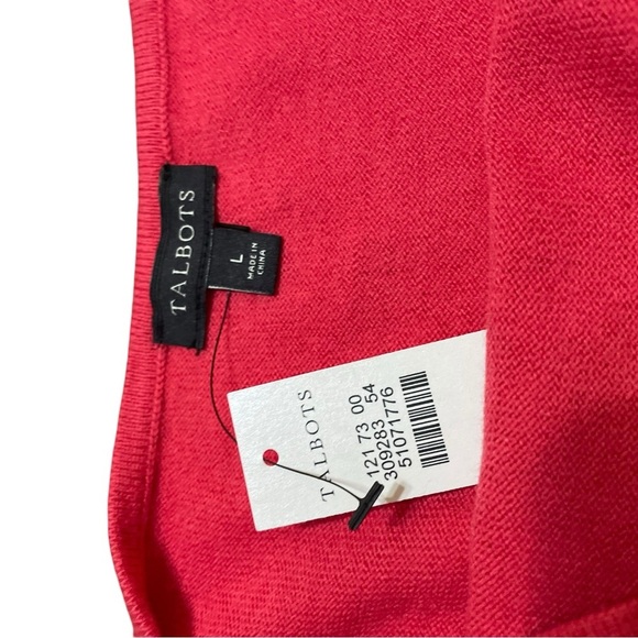 Talbots Pink/Coral Long Sleeve Sweater with Bow Accents at Wrists.  Size:L - Picture 2 of 9